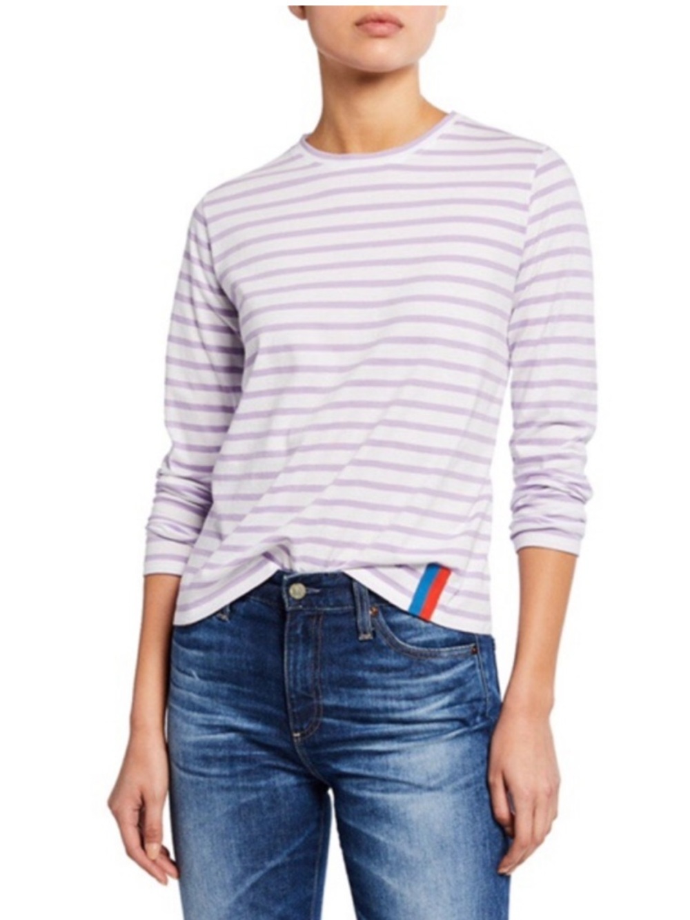 KULE purple lavender white striped long sleeve shirt  casual classic 100% cotton